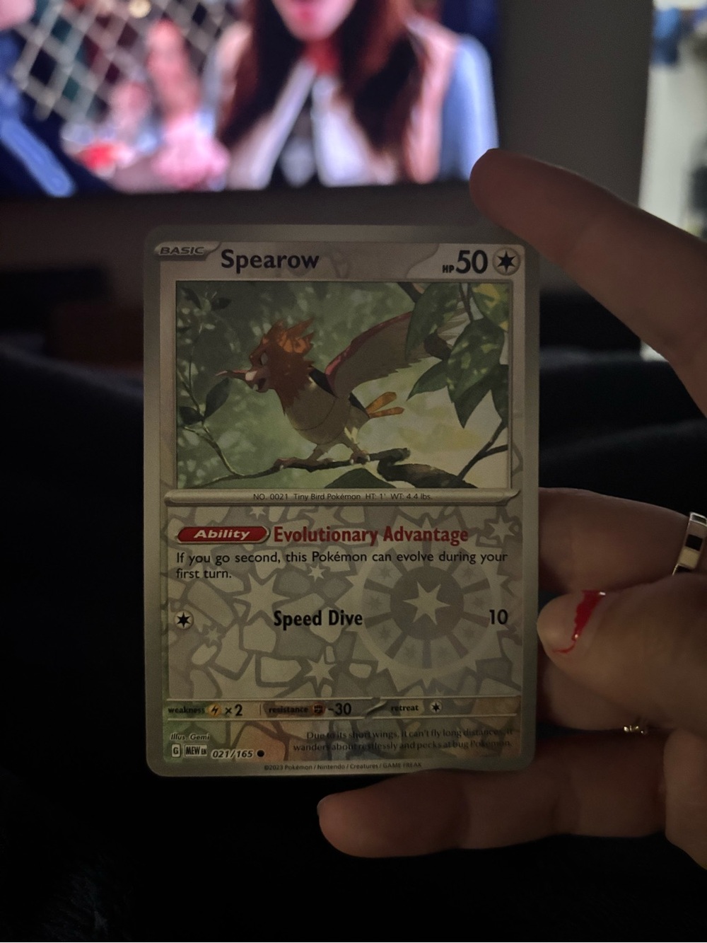 Pokemon Spearow Trading Card - Green, Brown, Silver